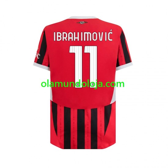 Camisola AC Milan Ibrahimović 11 Homem Equipamento Primeiro 2024-2025 Manga Curta
